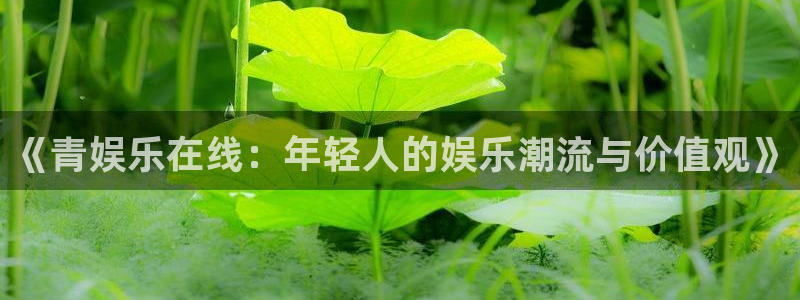 大满贯体育注册：《青娱乐在线：年轻人的娱乐潮流与价值观》