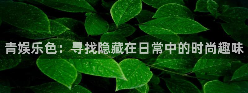 大满贯平台开户链接：青娱乐色：寻找隐藏在日常中的时尚趣味