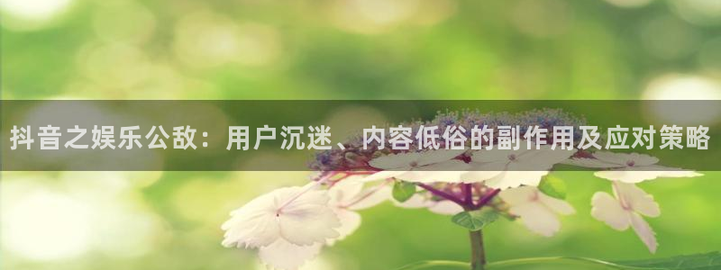 大满贯体育凯捷平台注册：抖音之娱乐公敌：用户沉迷、内容低俗的副作用及应对策略